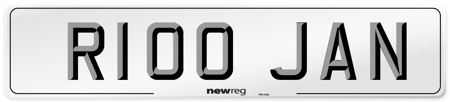 R100 JAN Number Plate from New Reg